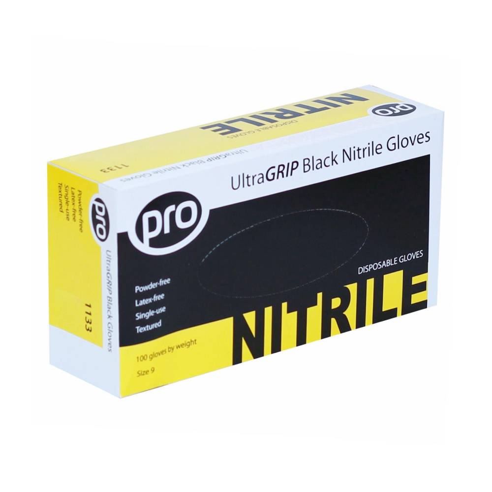 Gants en nitrile noir PRO UltraGRIP, boîte de 100